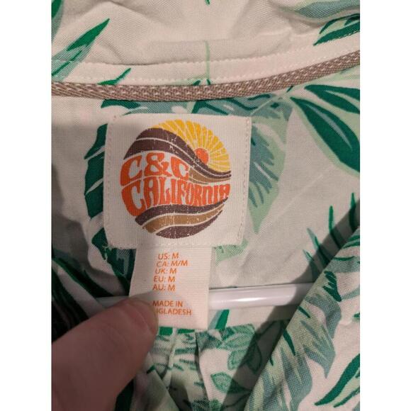 C&C California Tropical Leaf Print Short Sleeve Shirt Summer Men Medium Hawaiian - Picture 5 of 8